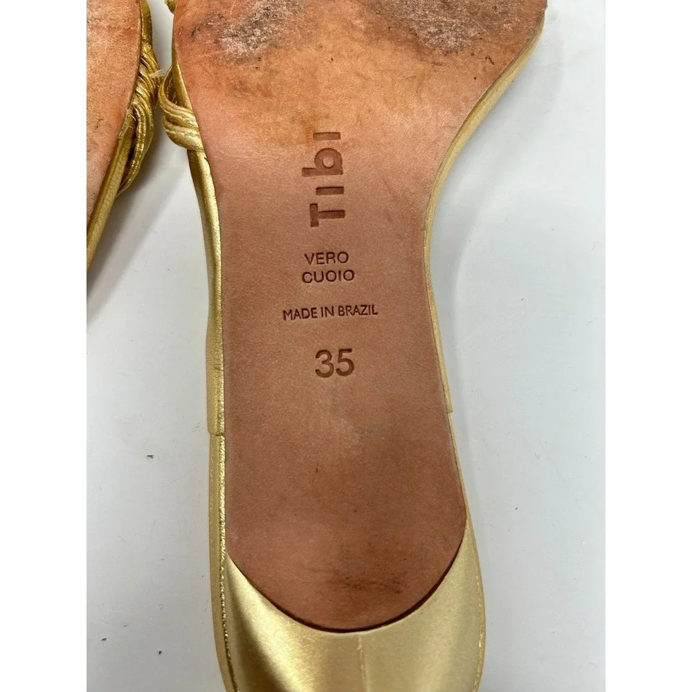 Tibi Metallic Nappa Jim Gold Sandal‎ EU 35 US 5 Party Wedding Formal
